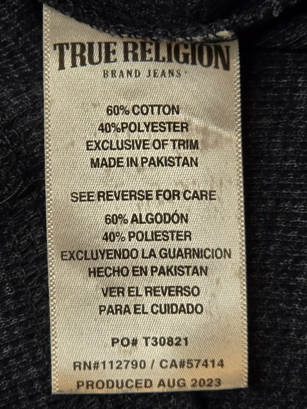 True Religion Waffle Knit Henley L